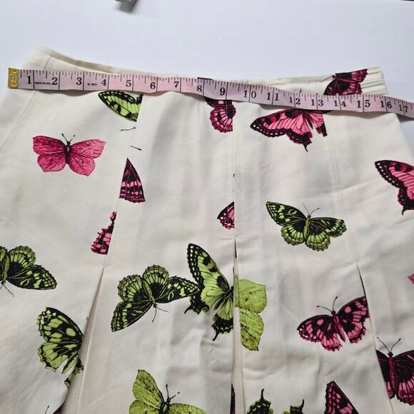 Talbots silk blend white butterfly mini skirt pleated 6P coquette cottagecore - Picture 7 of 10